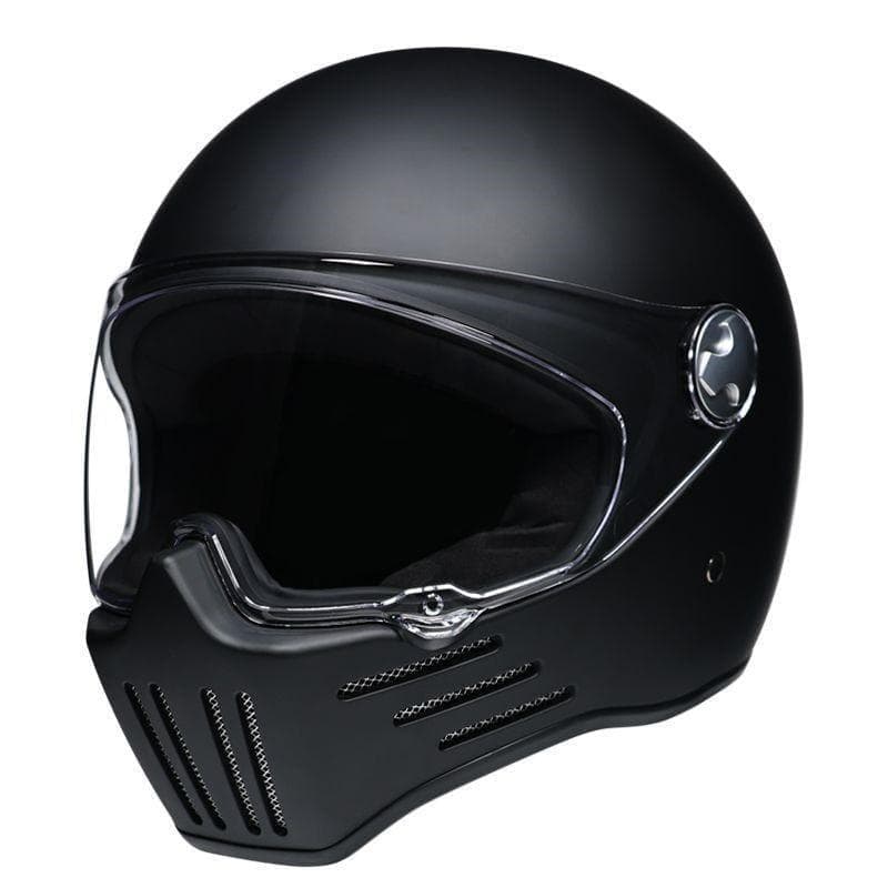 レトロ バイク オンロード ヘルメット フルフェイスヘルメット　マッド黒　XL