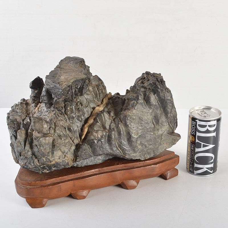 天然石　鑑賞石　太湖石　霊壁石　置物　重さ約5.4kg　唐木台付　CR7169F