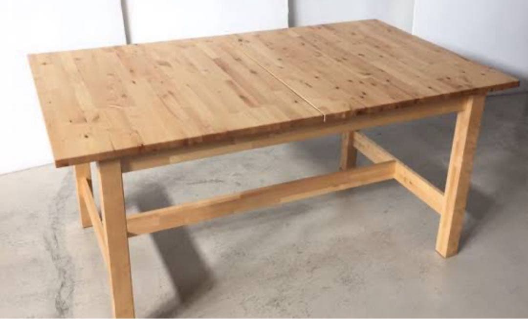 IKEA ノールデン無垢材伸縮ダイニングテーブル 【引取り可 大阪】