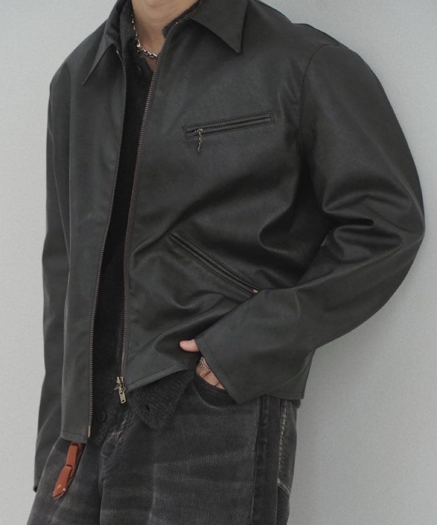 LIDMN VINTAGE WASHED LEATHER ZIP Sサイズ