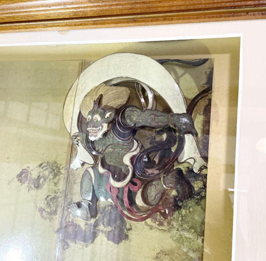 風神雷神図の額に入った立体壁掛け絵