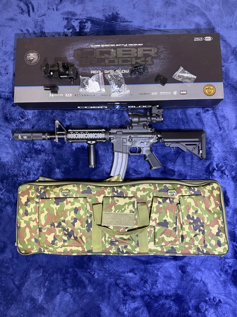 東京マルイ M4 CQB-R ガスブロ 外装カスタム + 迷彩ケース