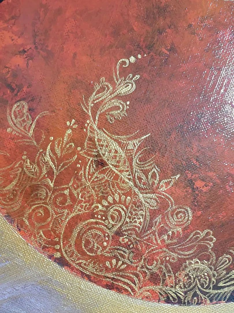 カラスの油絵◆1点物絵画◆アイヌ模様/パワーアート/真作/作者サイン入り