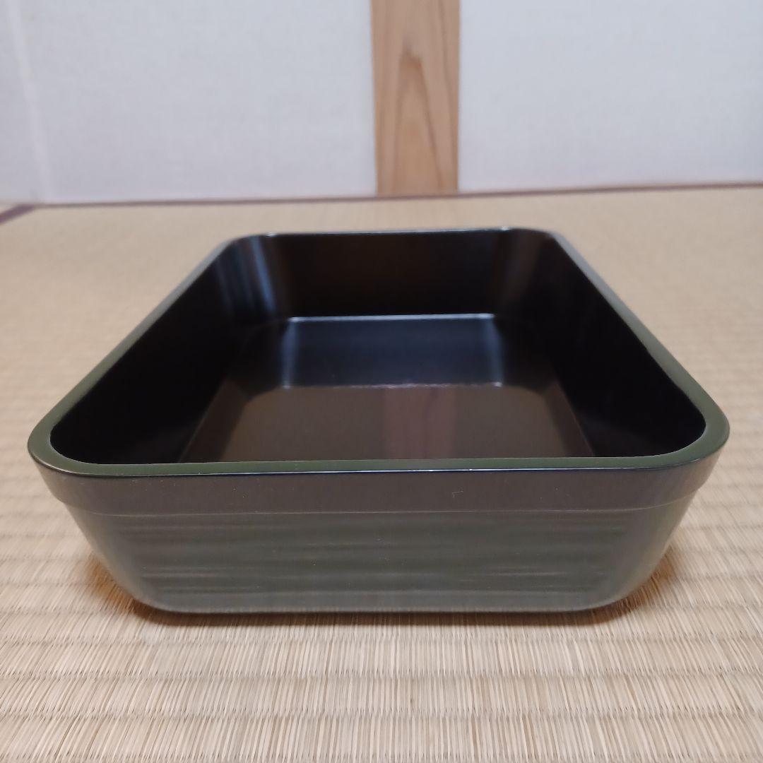 未使用　青漆　一閑塗　舟形　莨盆　即中斎好　表千家　桐箱有　茶道具　漆器　⑨