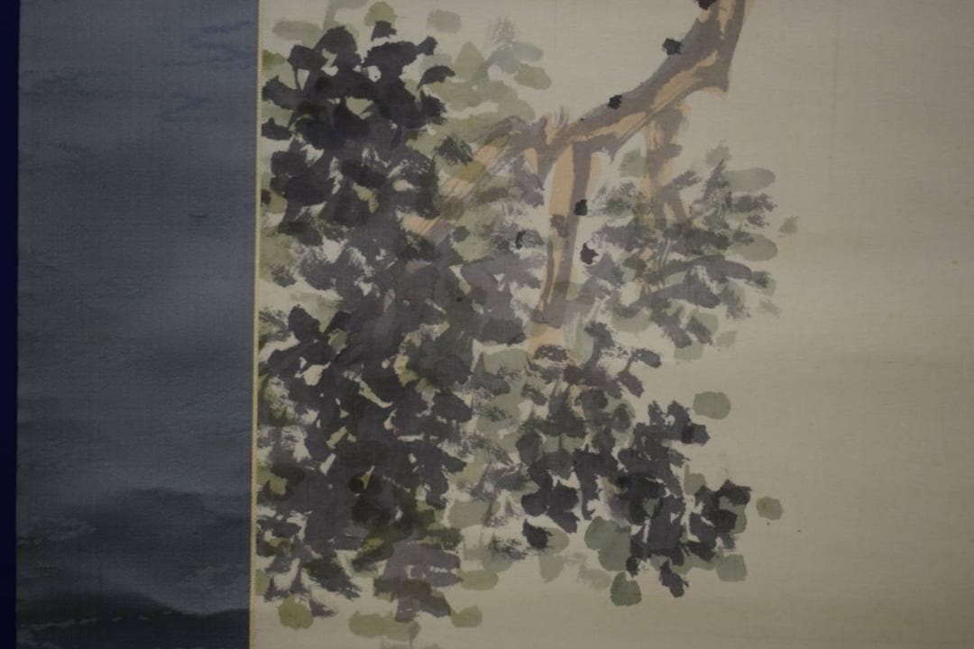 真作/姫島竹外/叭々鳥画賛/絹表装/布袋屋掛軸HH-635