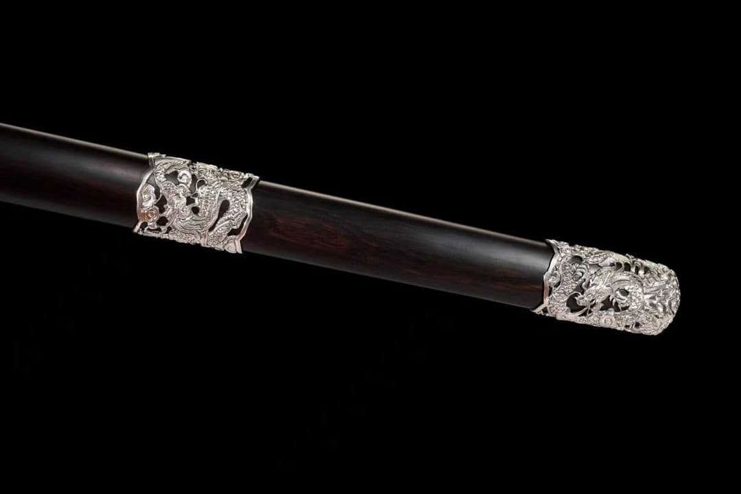 【白銅竜紋】古兵器 武具 刀装具 日本刀　模造刀 居合刀 武士道 鑑賞用 美術刀
