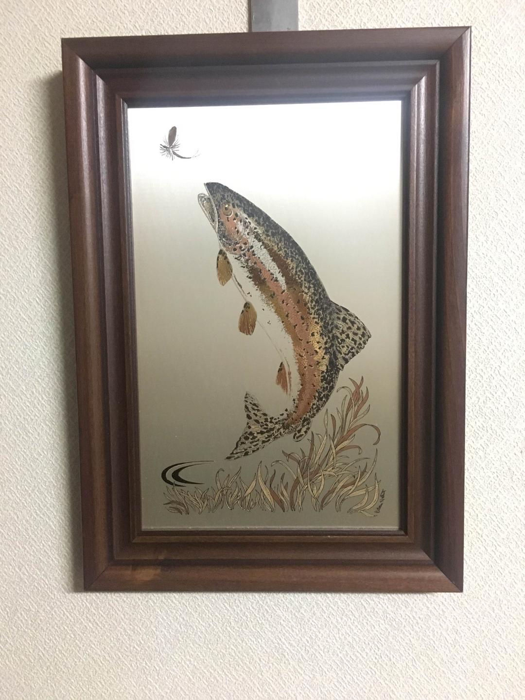 絵画 彫刻  金属製  鱒⁈ フィッシング⁈