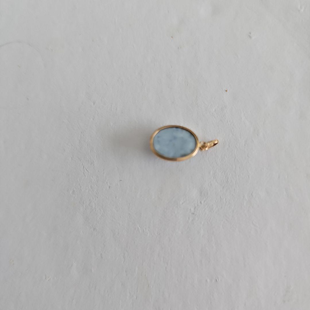 糸魚川青翡翠８x１０mm　K１８伏込みペンダント