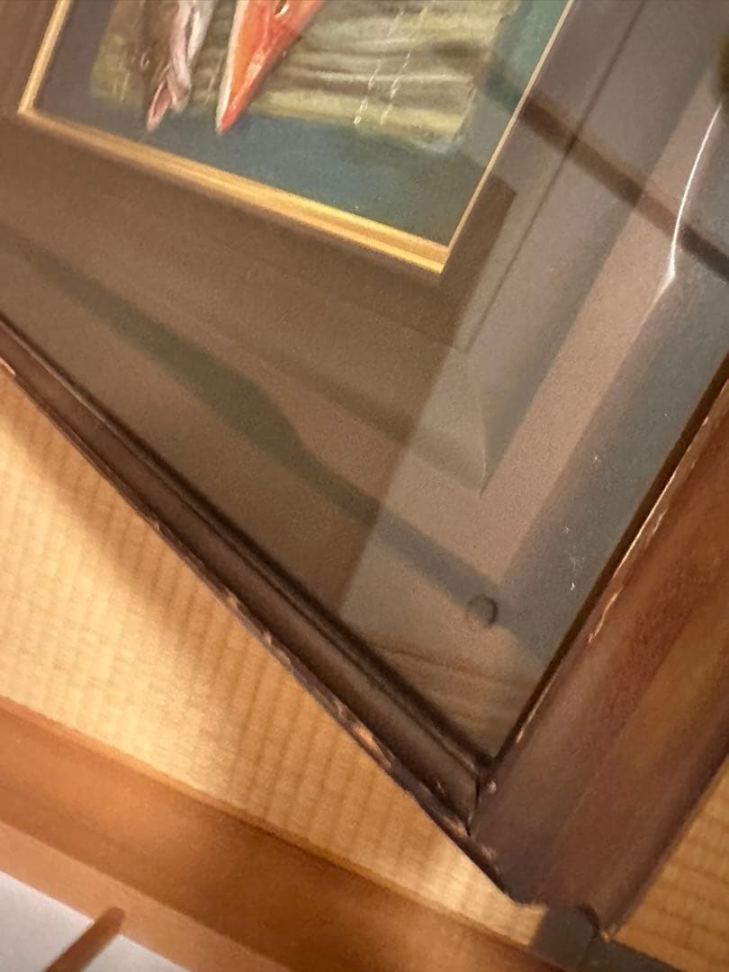 双*子様 柴原 晥 しばはら かん 魚図 油絵 油彩 額装 絵画