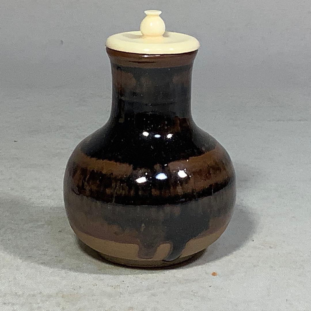大名物　利休鶴首写茶入　松本鐡山　茶道具　送料無料