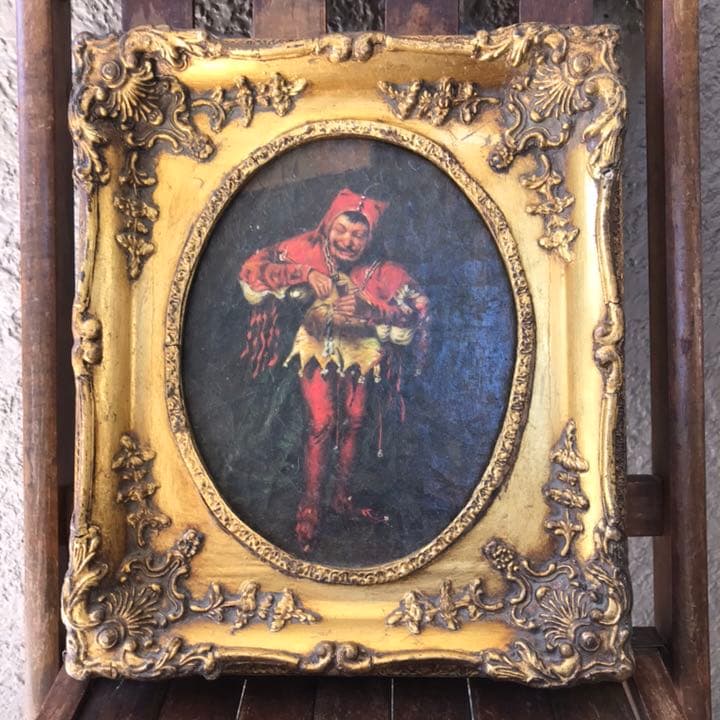 Very Old 19世紀 アンティーク　絵画　油彩 Antique　道化師