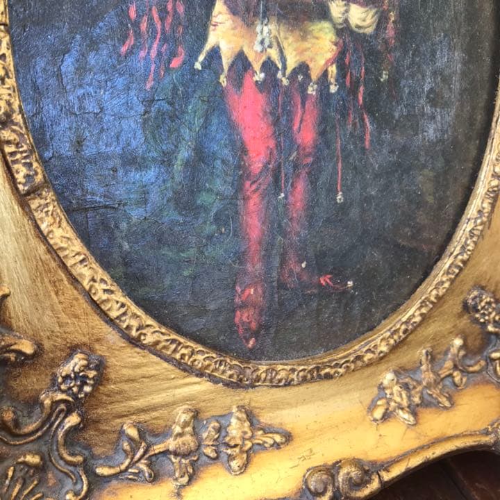 Very Old 19世紀 アンティーク　絵画　油彩 Antique　道化師
