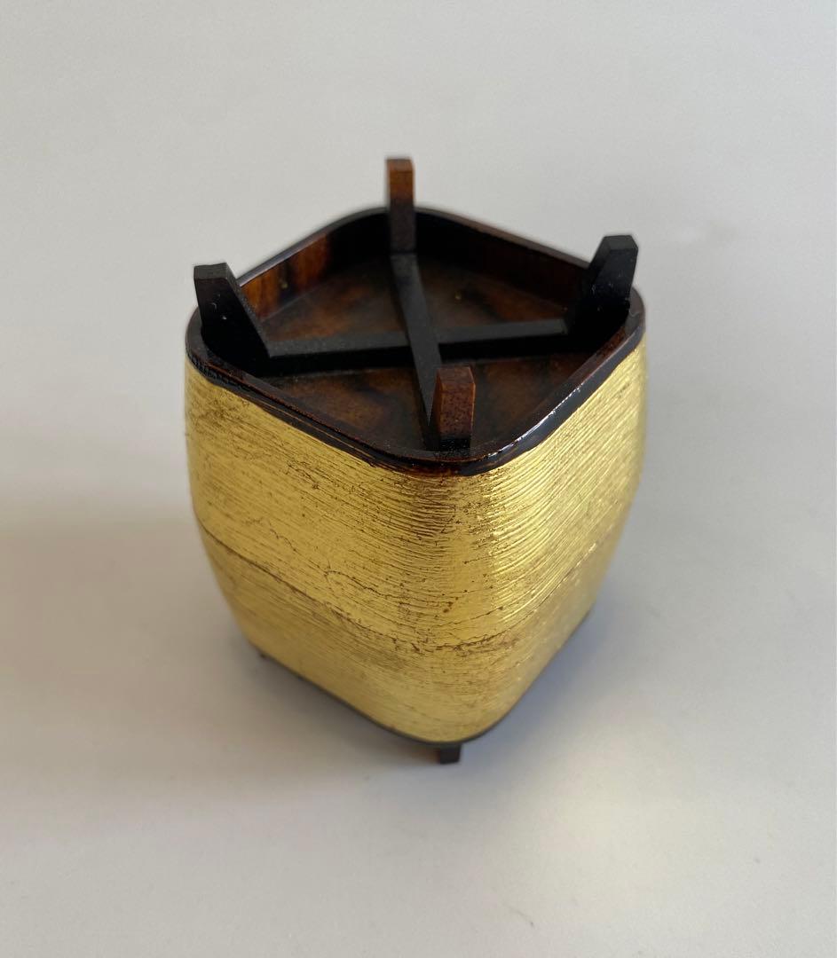 こじま黒柿糸巻型香合　中村宗悦作　茶道具
