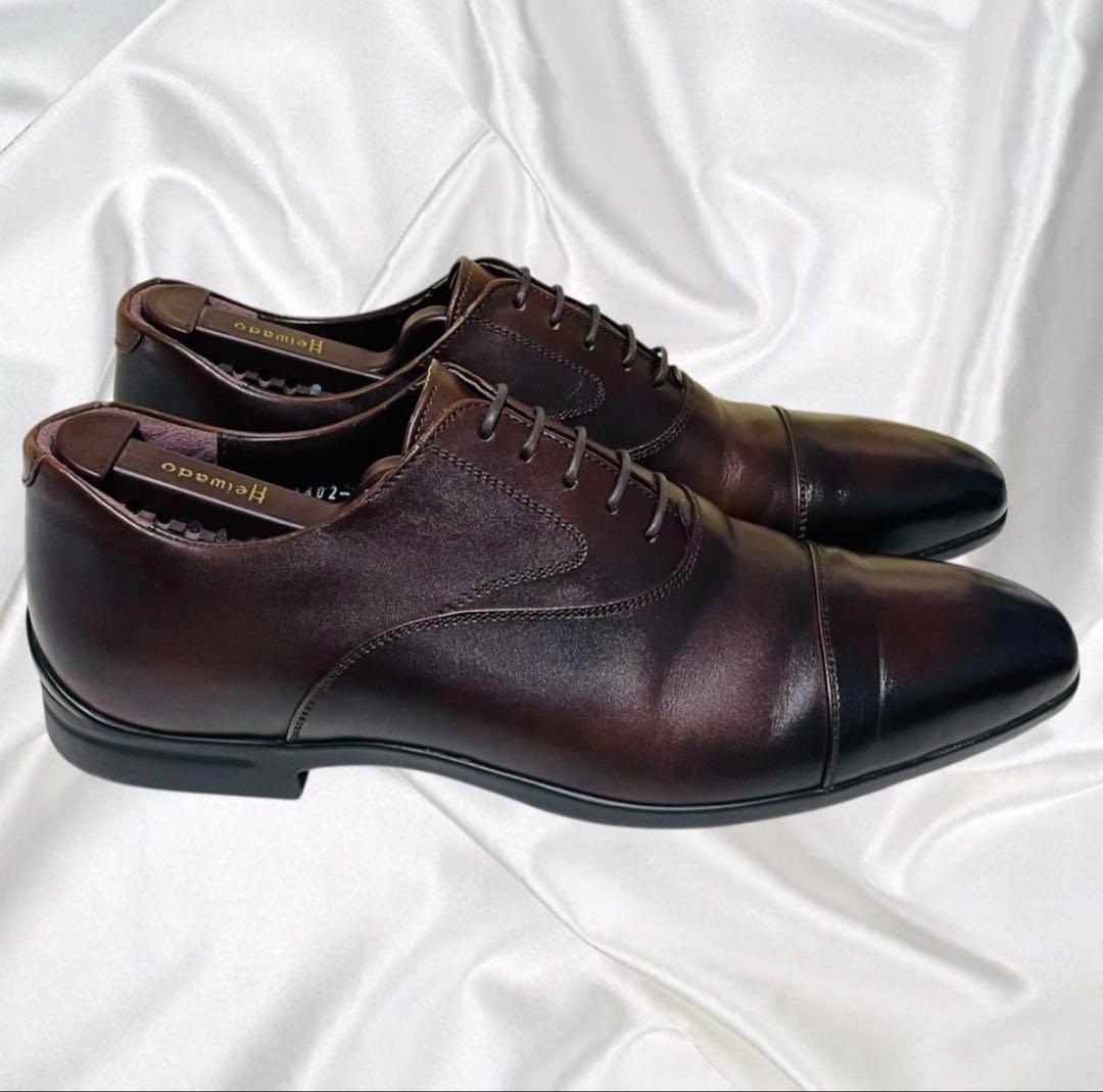 【山陽山長】美品 ストレートチップ 外羽根 レースアップ クッションソール 茶