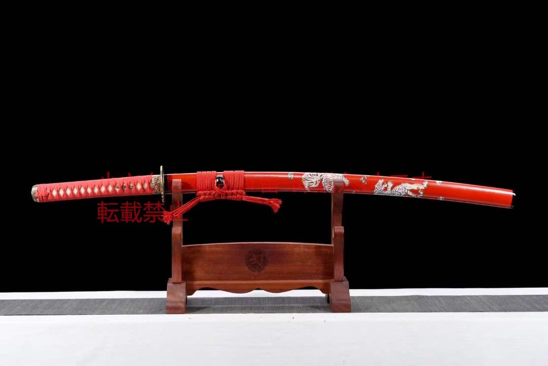 撥水紋研磨刃白地黒『虎嘯天魂』 古兵器 武具 刀装具 日本刀 模造刀 居合刀