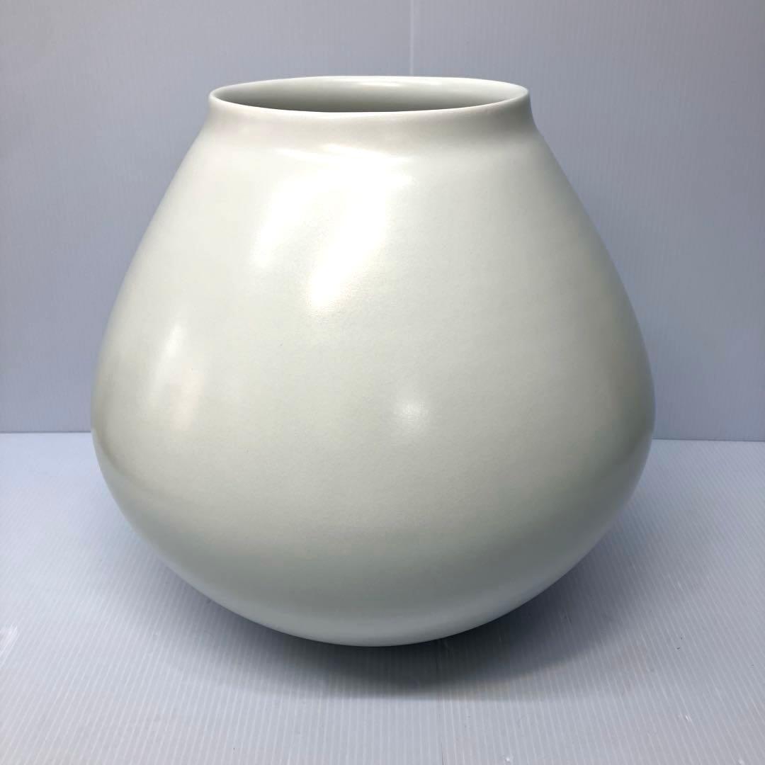 【人間国宝前田昭博作】壺　白瓷 白磁　花瓶　花入　陶芸　年代物　共箱入　やなせ窯