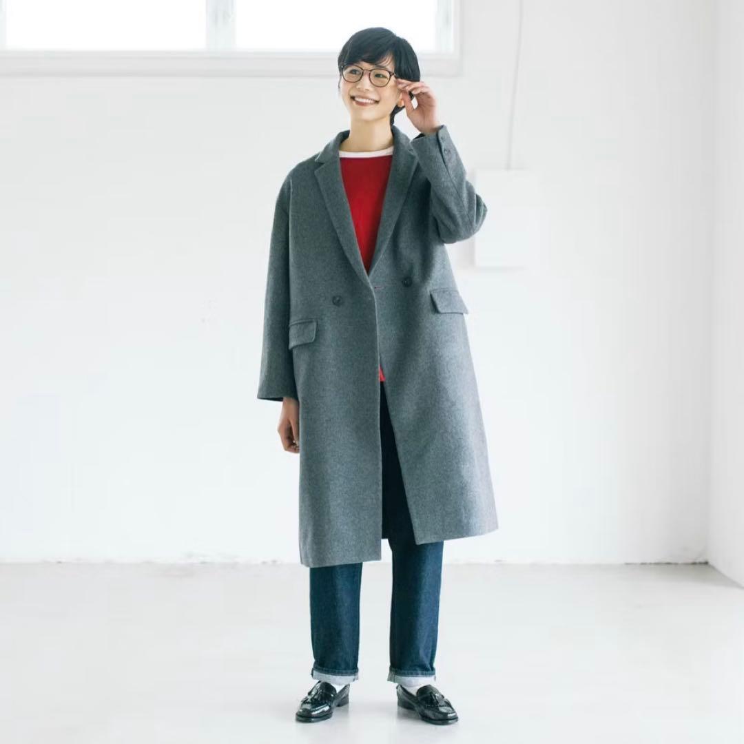 北欧暮らしの道具店　3WAYアレンジ襟のかろやかチェスターコート　グレー