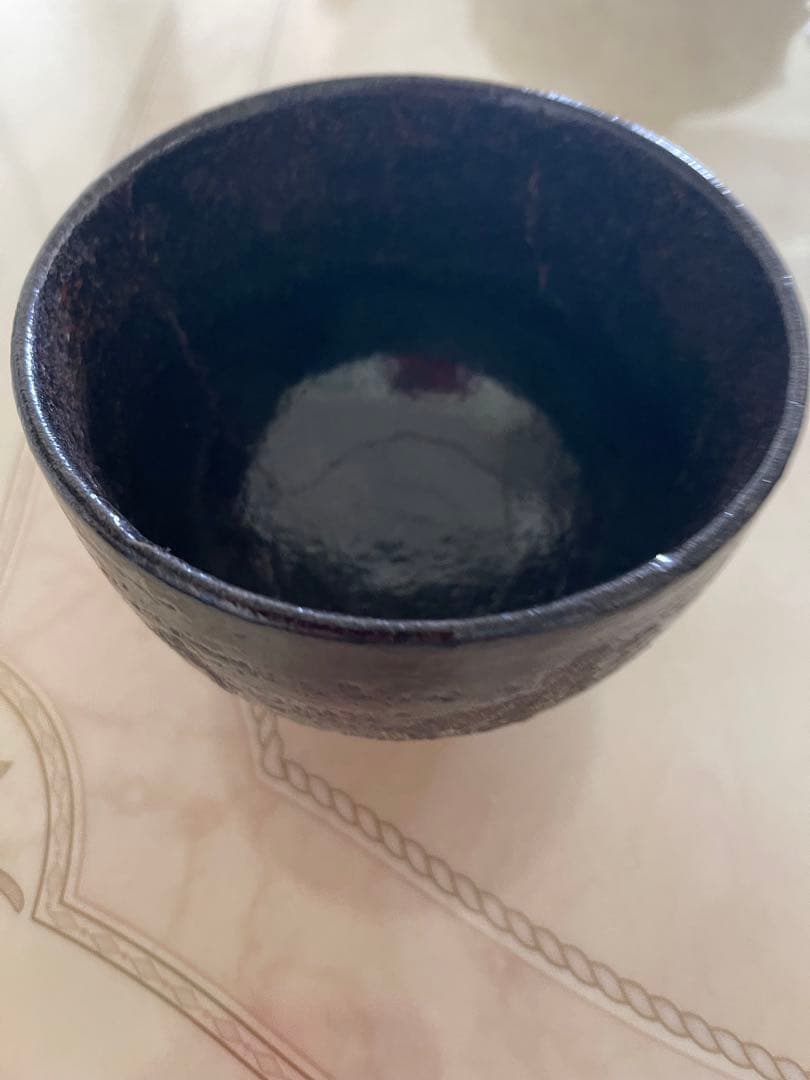 茶道具　尾形乾山造　鶴　黒筒茶碗　極め箱