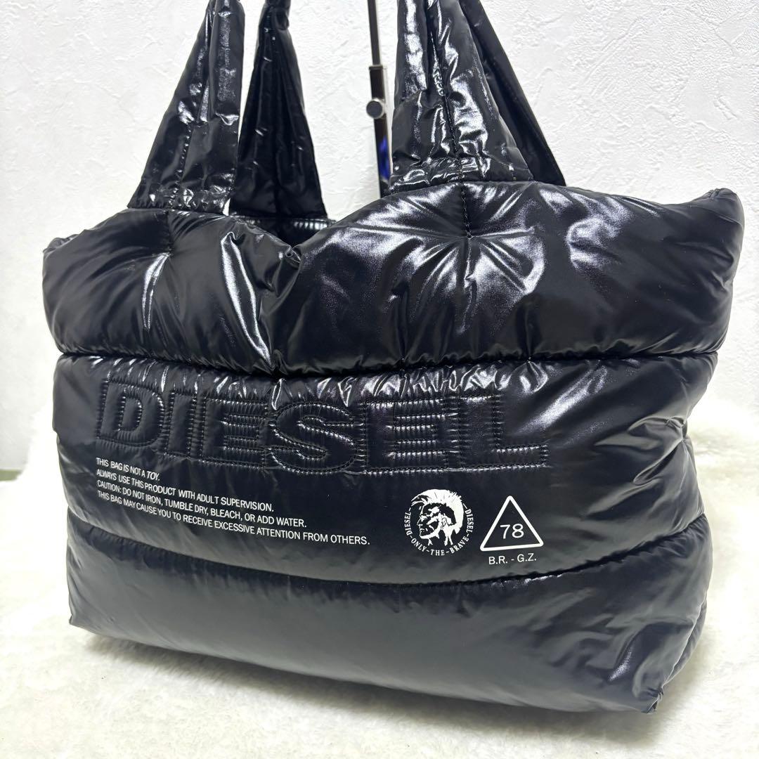 【希少】DIESEL ディーゼル トートバッグ ステッチロゴ ダウン ブラック