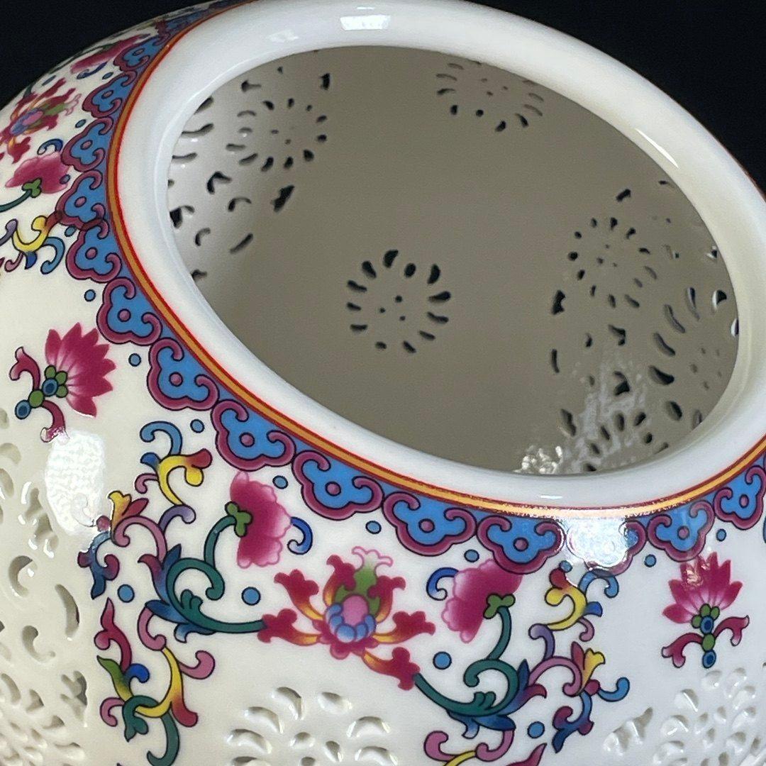 パステル嬉しく中空転心瓶 景徳鎮 陶磁器 装飾品 現代工芸品 美術品 置物