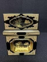限定値下　まごころ堂　美品の箱　仏壇部品　木製　本金箔　金具付き　蒔絵　6060