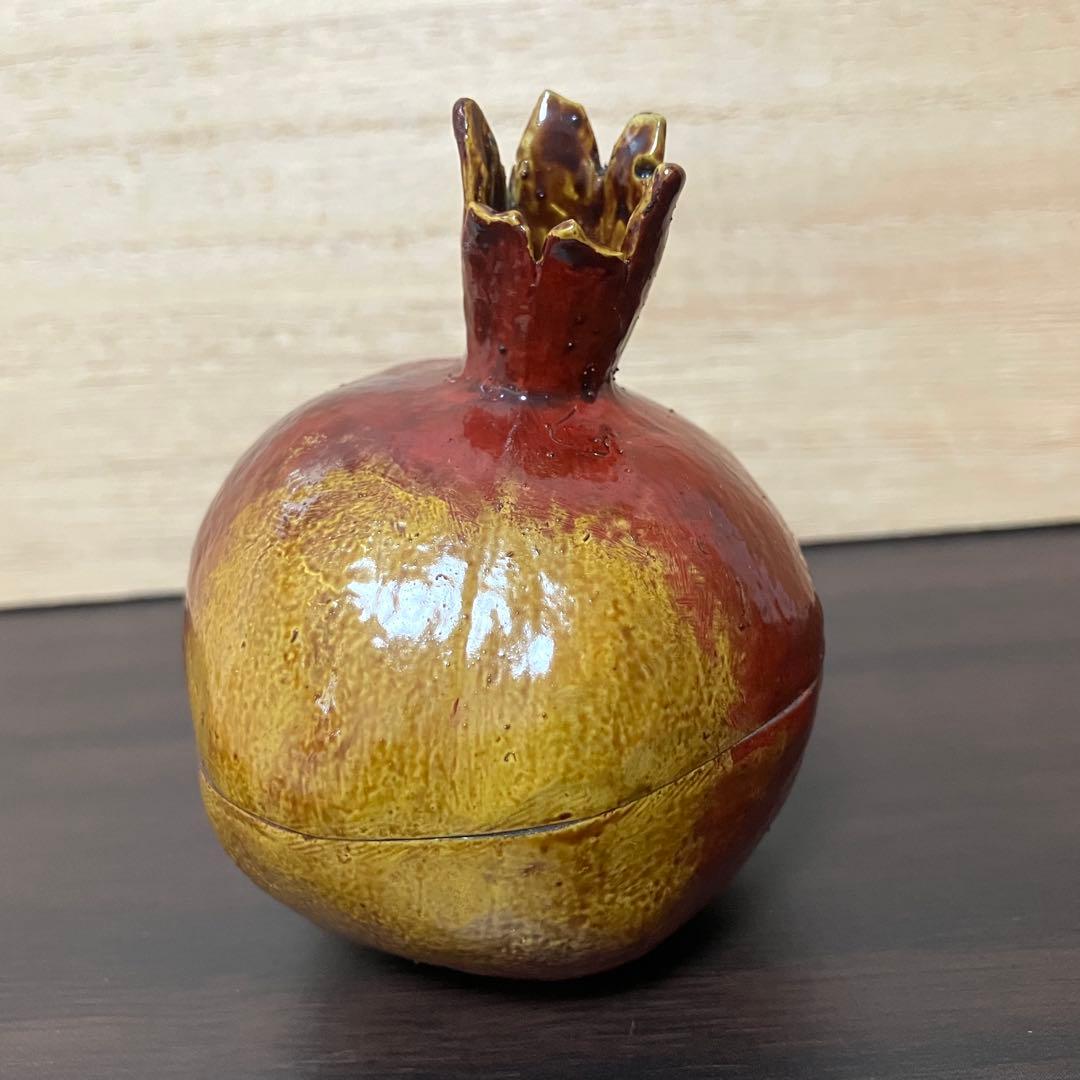 柘榴香合【茶道具/乾漆/金箔/ざくろ/骨董品/古美術/工芸品】