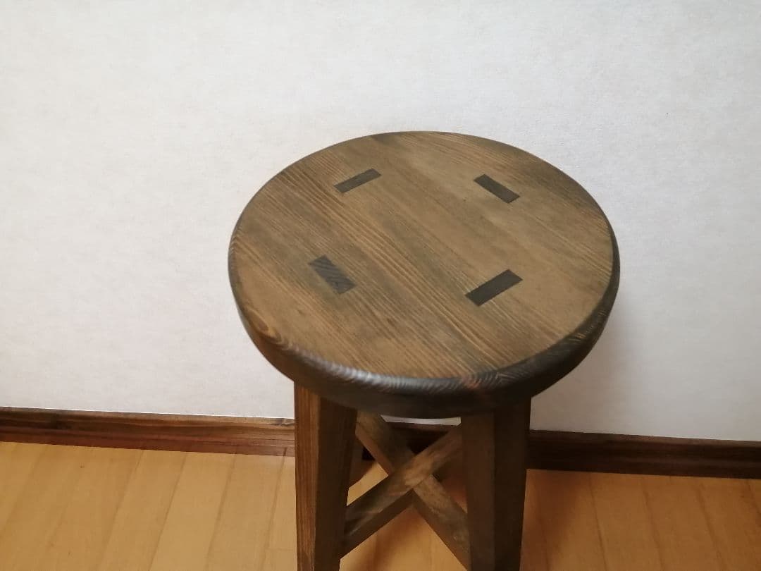 【ほぞ組】木製スツール　高さ65cm　丸椅子　stool