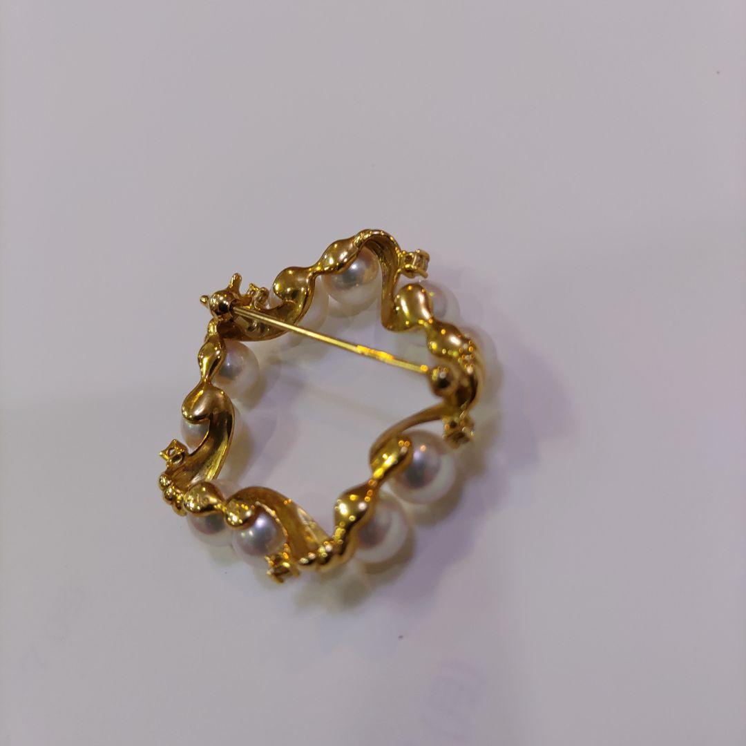 真珠とダイヤの18Kブローチ:TASAKI