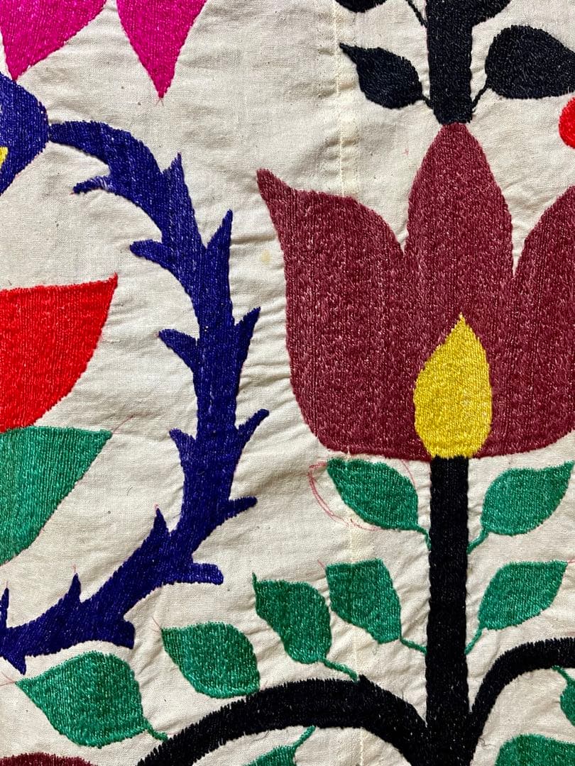 ウズベキスタン スザニ 刺繍 ビンテージ suzani 古布 壁掛け