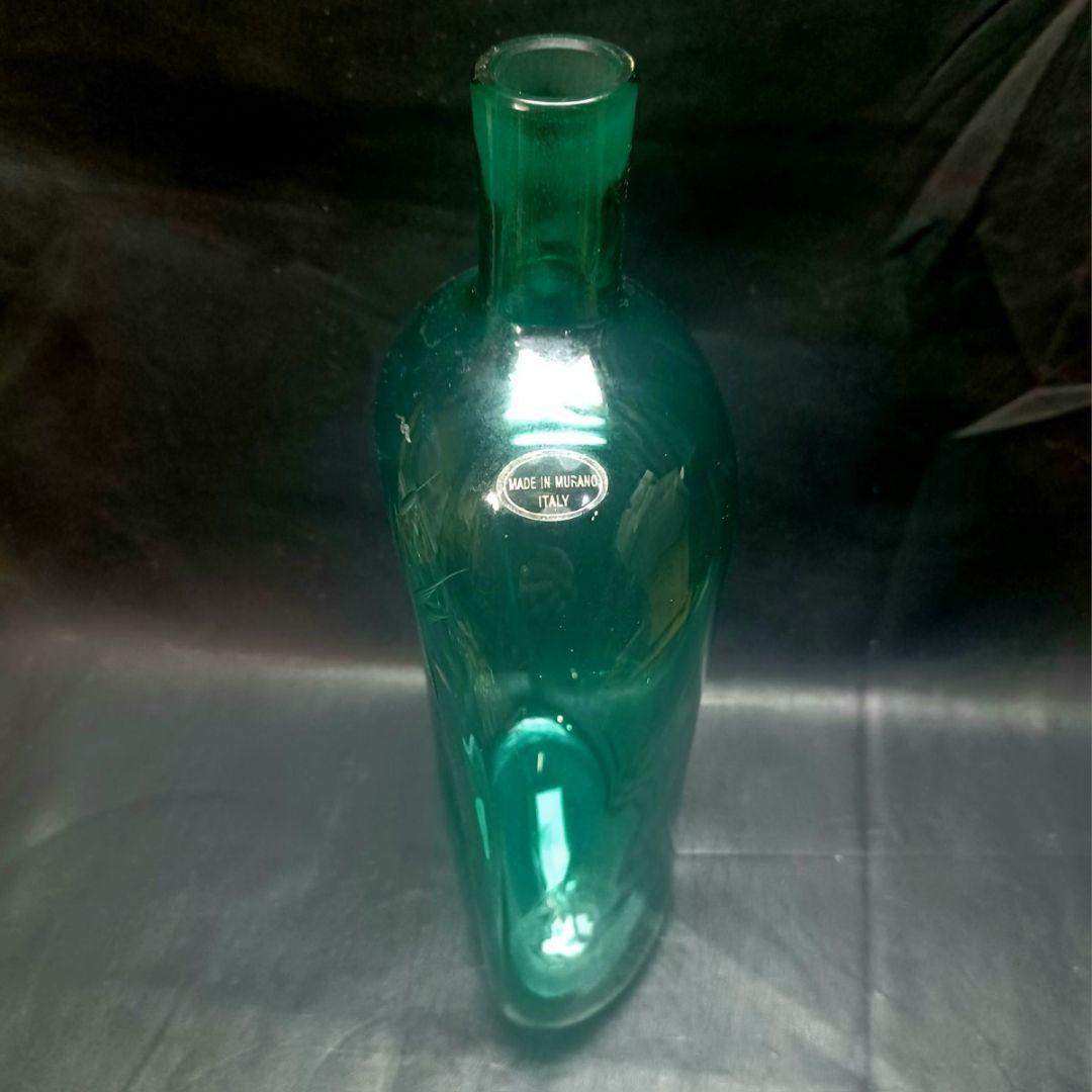 MURANO 36㎝ ムラノ 花鳥文 グリーン デカンタ ボトル 瓶