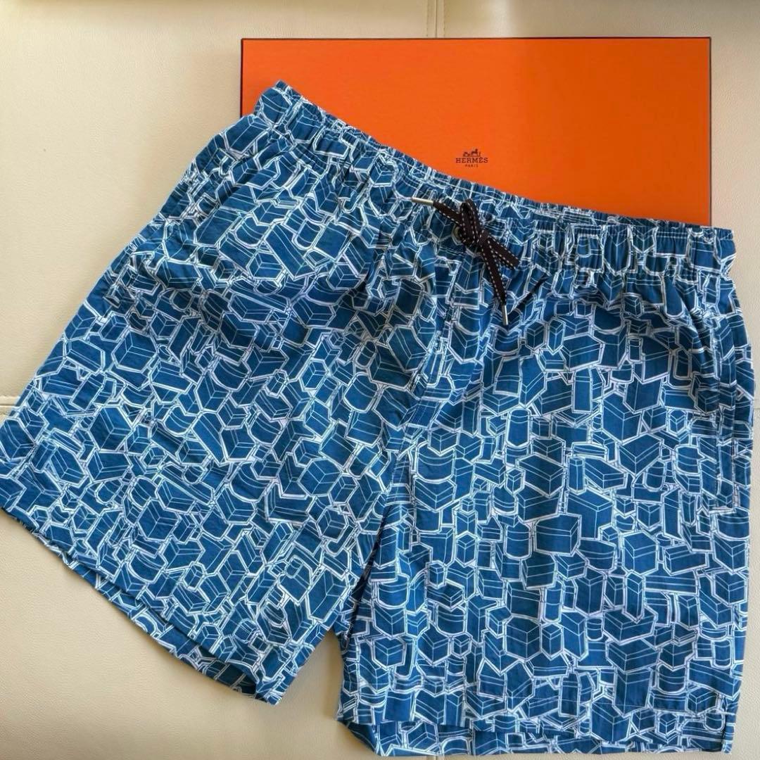 H HERMES エルメス 未使用タグ箱付き メンズ水着 L