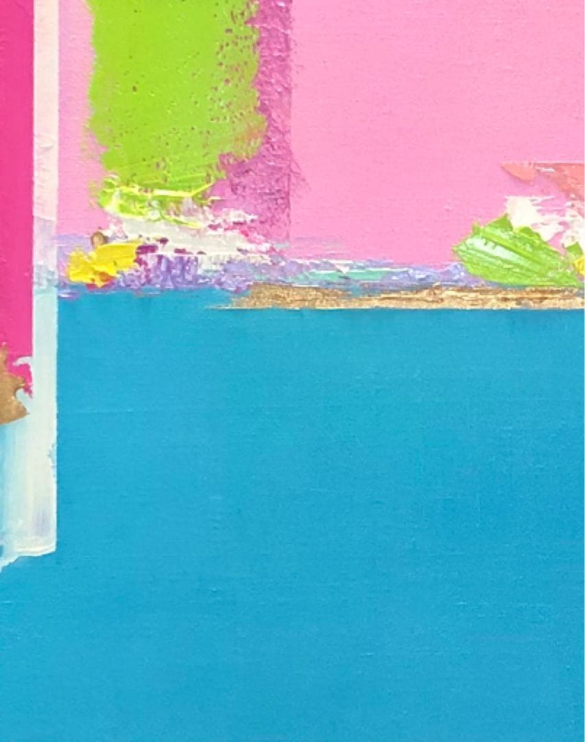 絵画　油絵　原画　抽象画　北欧　ピンク　アート　インテリア　F4
