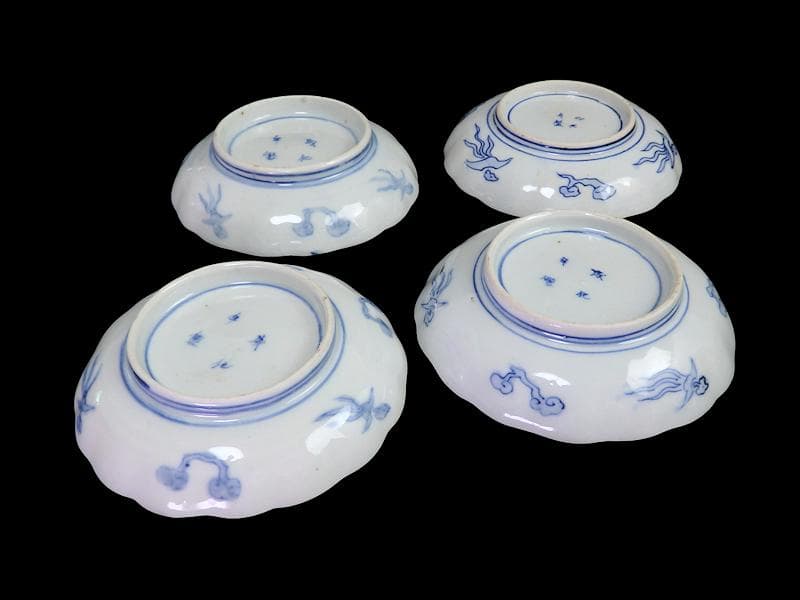 古伊万里 金襴手　鳳凰に龍の図　4寸皿　４枚　D43AS-fbuy5
