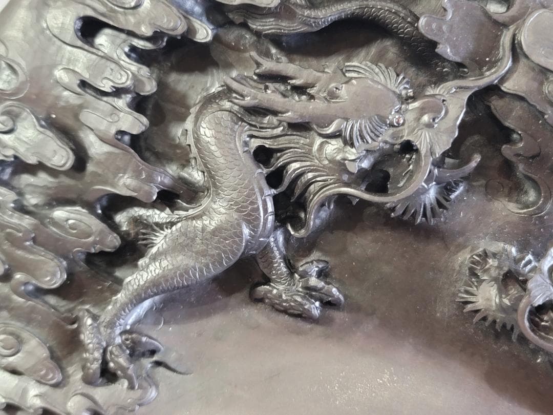 DT523 中国 書道具 端渓 雲龍 硯 文房四宝