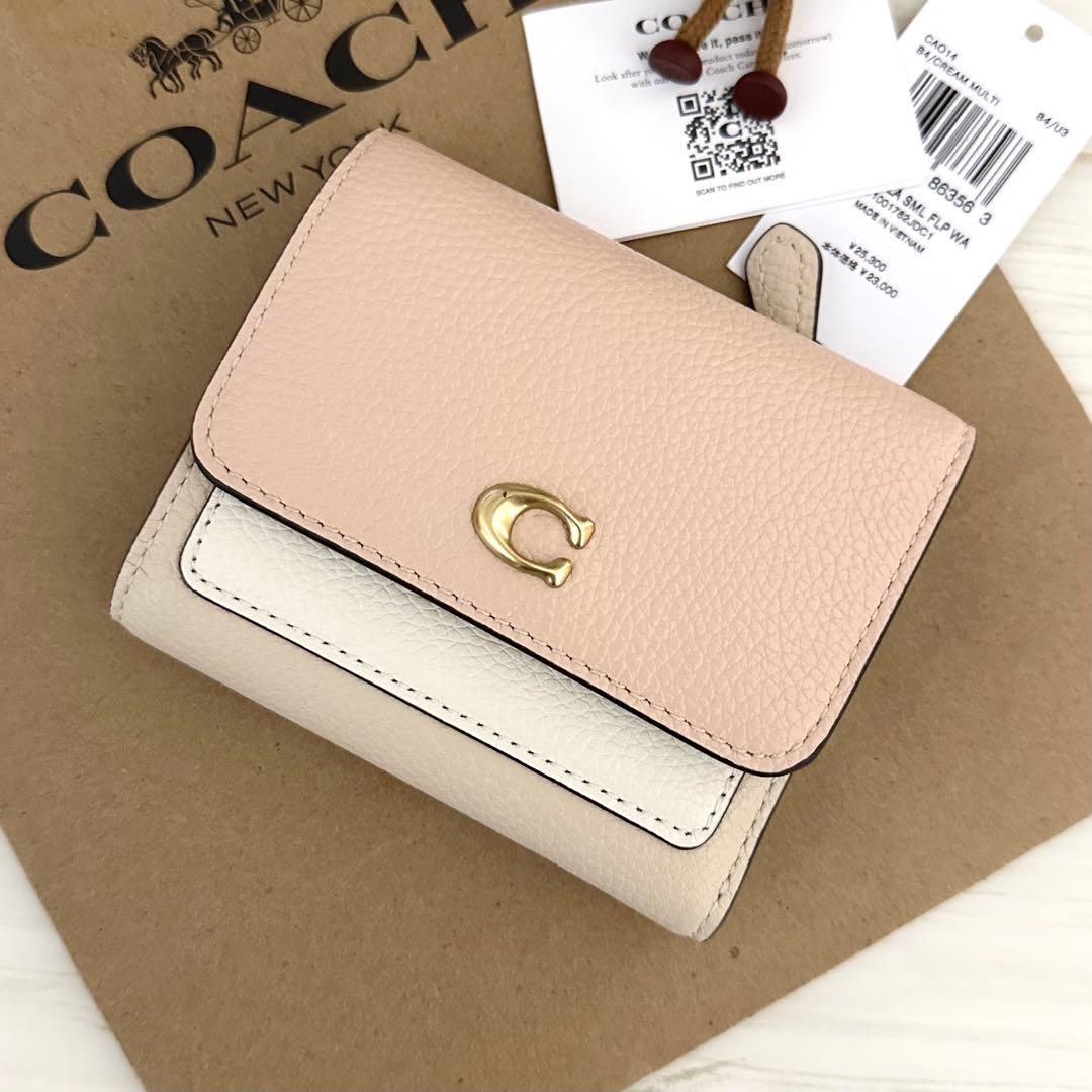 限定品！新品　COACH　コーチ 折り財布 3つ折り財布 ソフトピンク