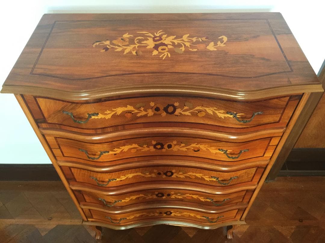 （美品）イタリア ヨーロッパ 家具 5段チェスト クラシック アンティーク