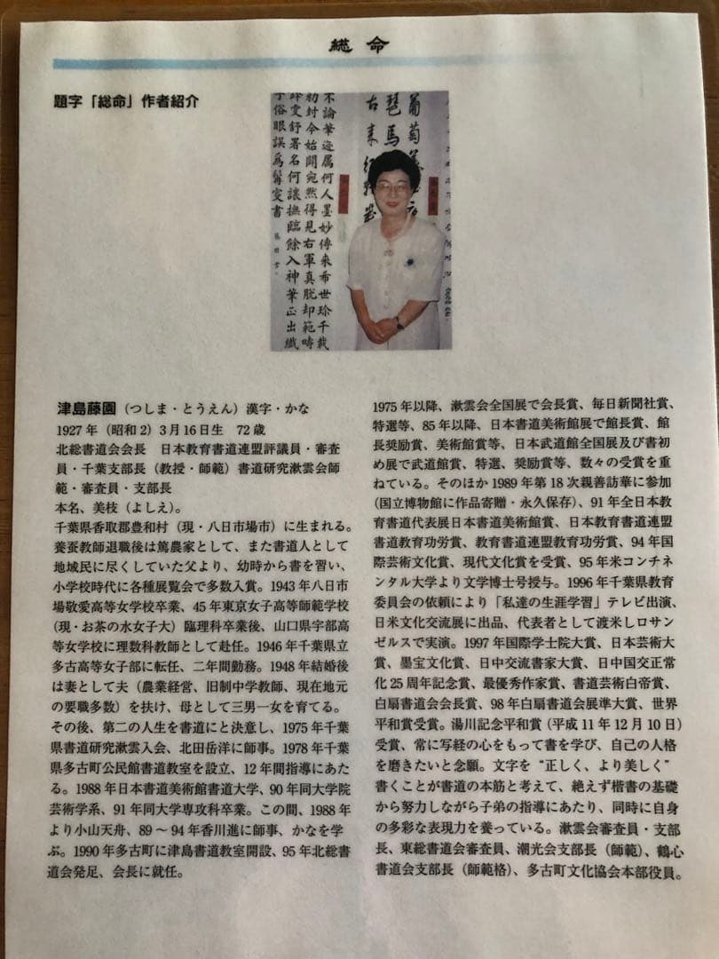 津島藤園の書道作品　「外宗結宇真」 木製フレーム