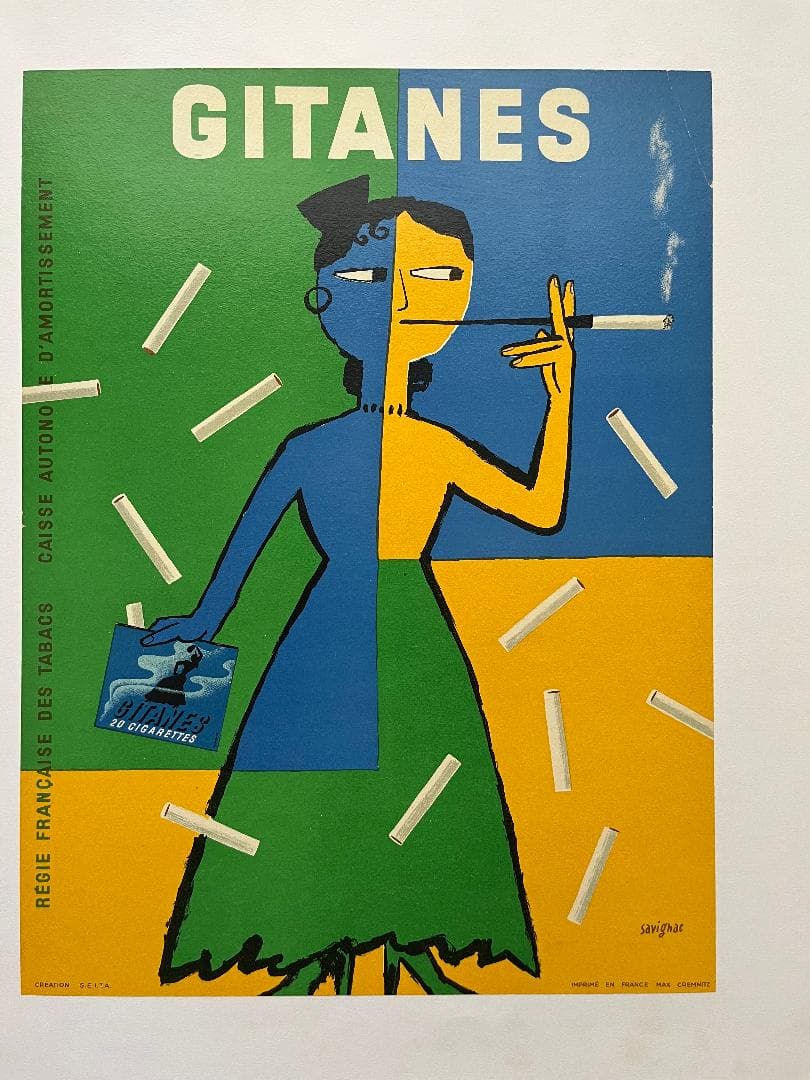 GITANES ・ジタン1953年 未使用リト　SAVIGNAC/サヴィニャック