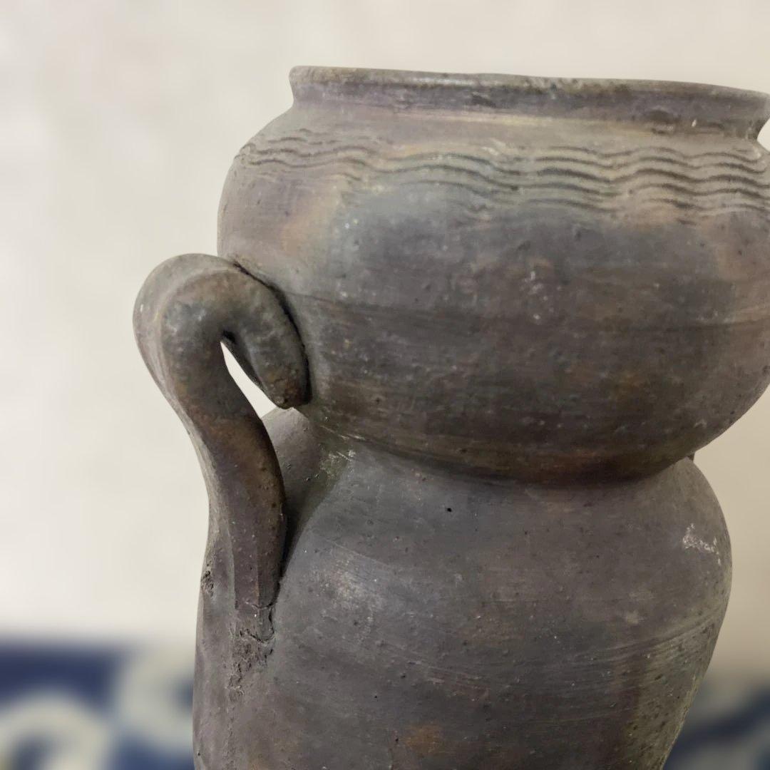 人間国宝　金重陶陽　備前耳付花瓶