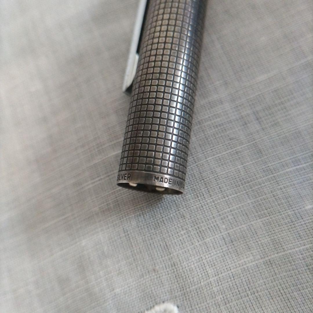 PILOT 18KWG スターリングシルバー 万年筆 シルバーン 格子