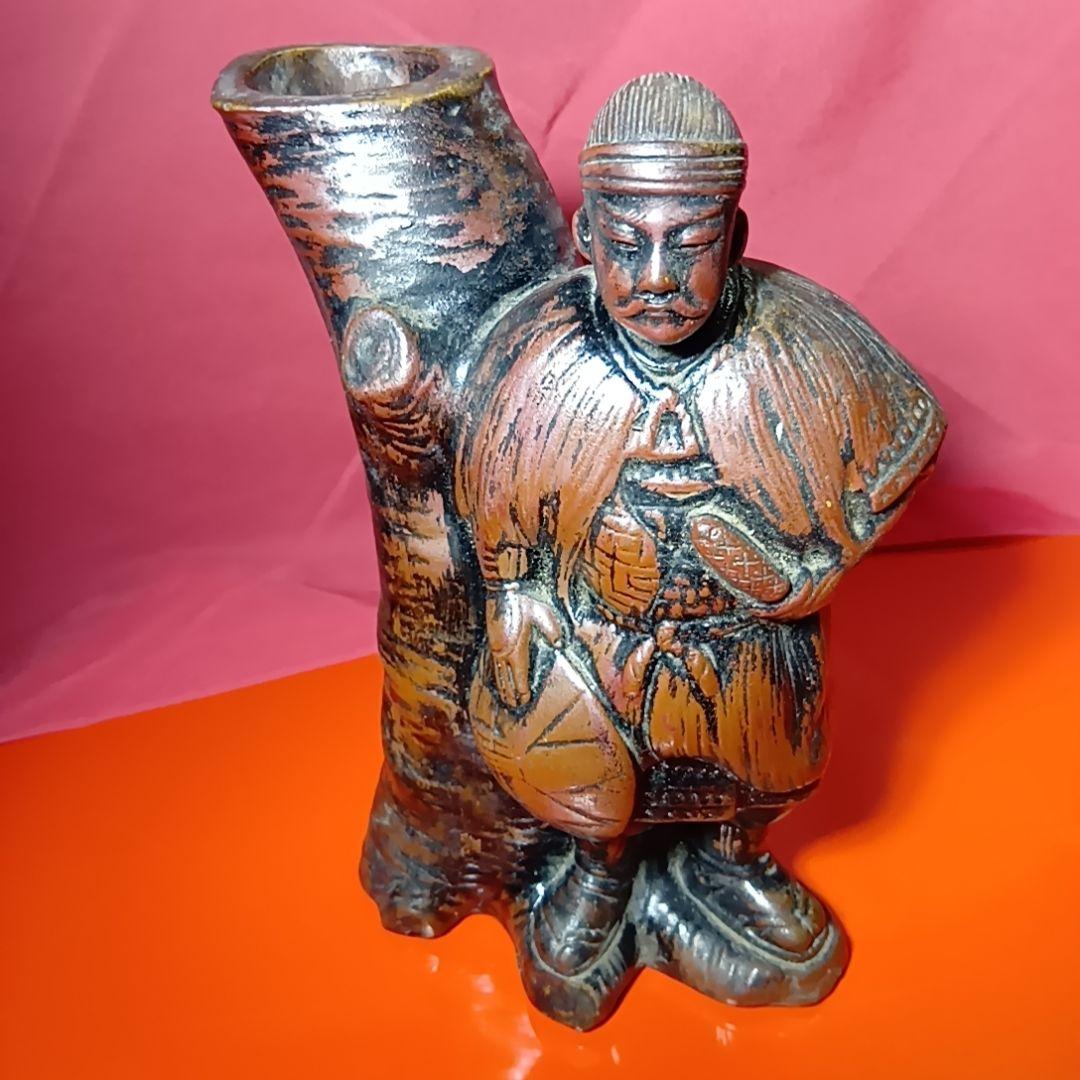 備前焼　骨董　珍品　児島高徳　小島高徳　花入　筆筒　人形