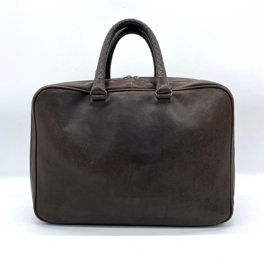 【BOTTEGA VENETA】ビジネスバッグ　イントレチャート　レザー　茶色