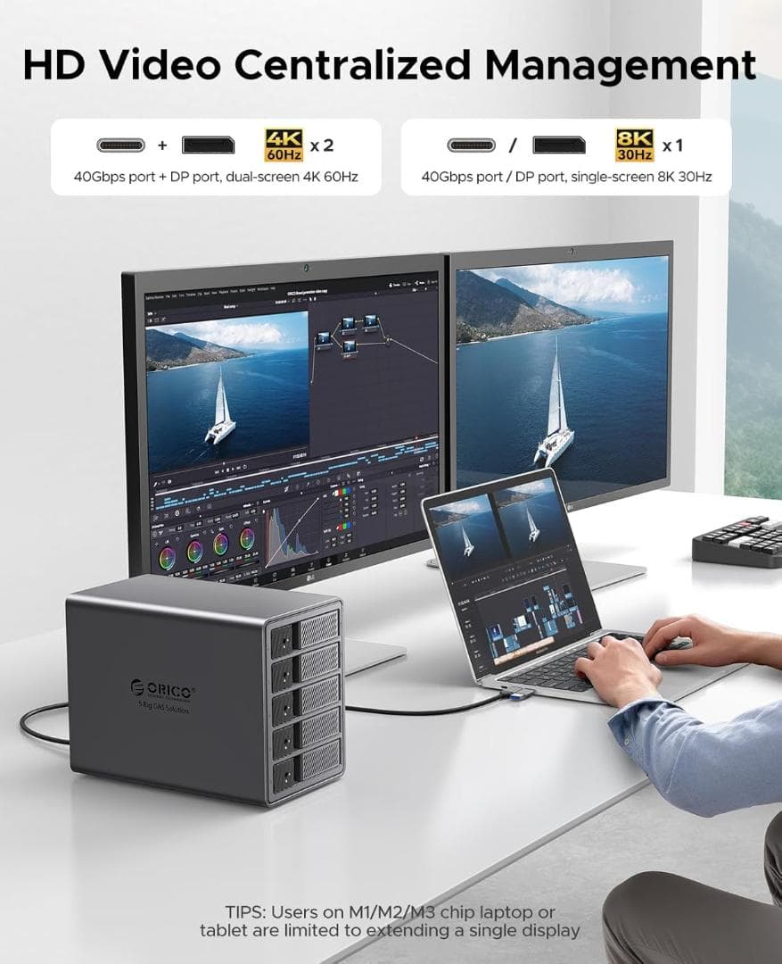 O173 HDDケース 5台 40Gbps出力 ハブ拡張機能付き 3.5インチ