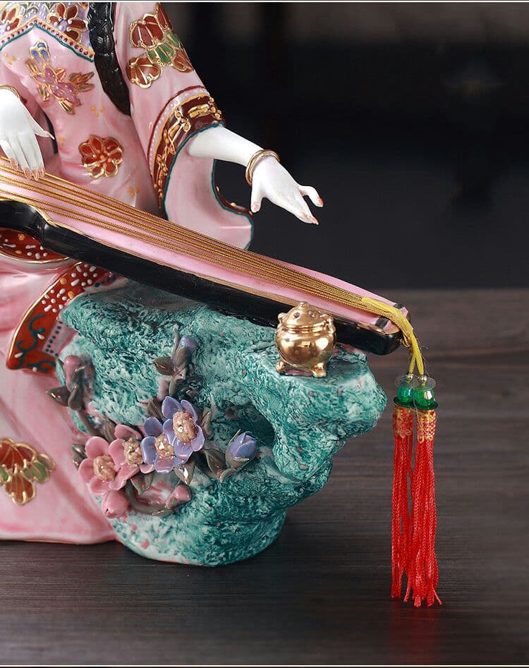 古筝、琵琶中国陶磁器工芸置物、博古架収蔵磁器工芸品