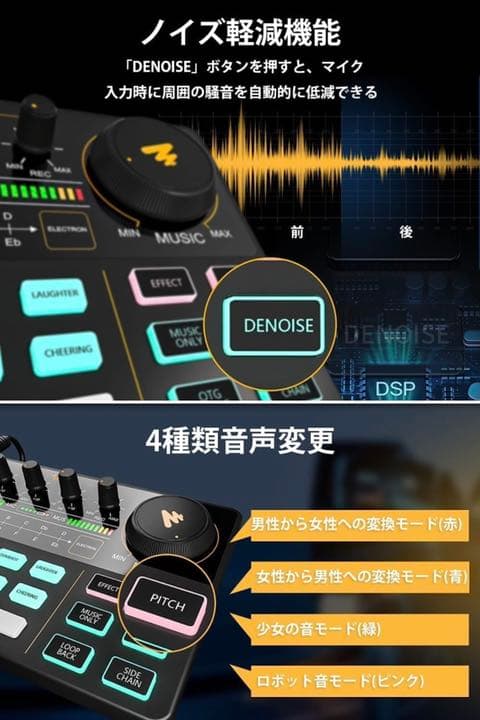 オーディオミキサー オーディオインターフェース Mixerポッドキャストステレオ