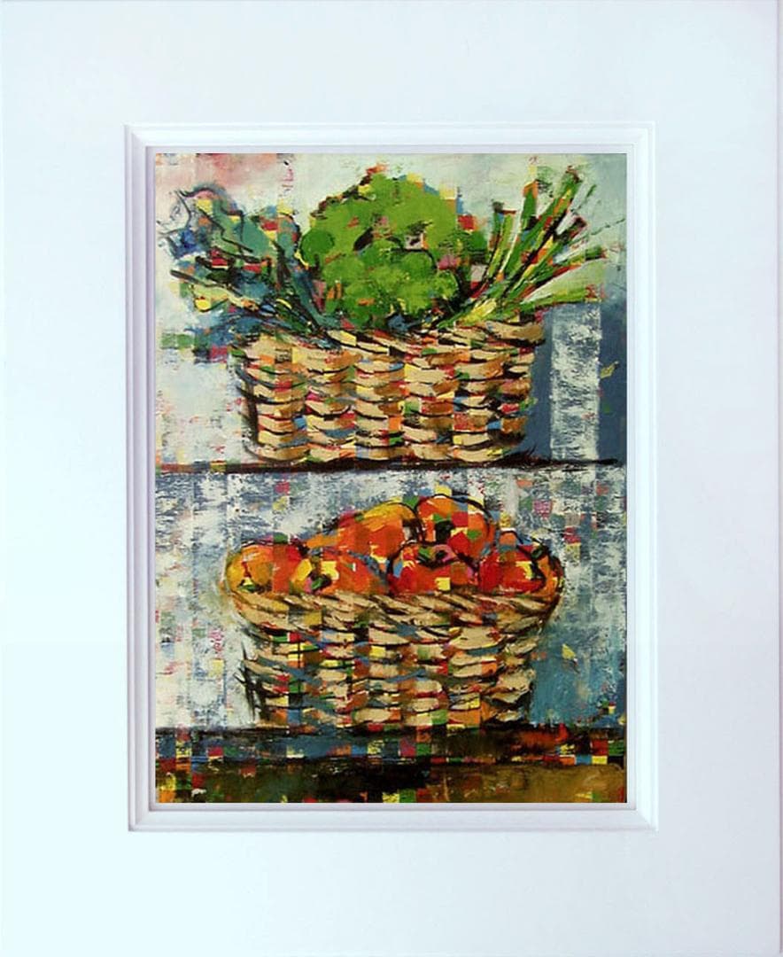 油絵 菅家令子 絵 絵画 インテリア 額付(白）uF6-060903 静物 野菜