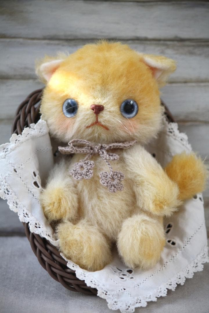 アートドール　テディベア　ハンドメイド　ぬいぐるみ　子猫