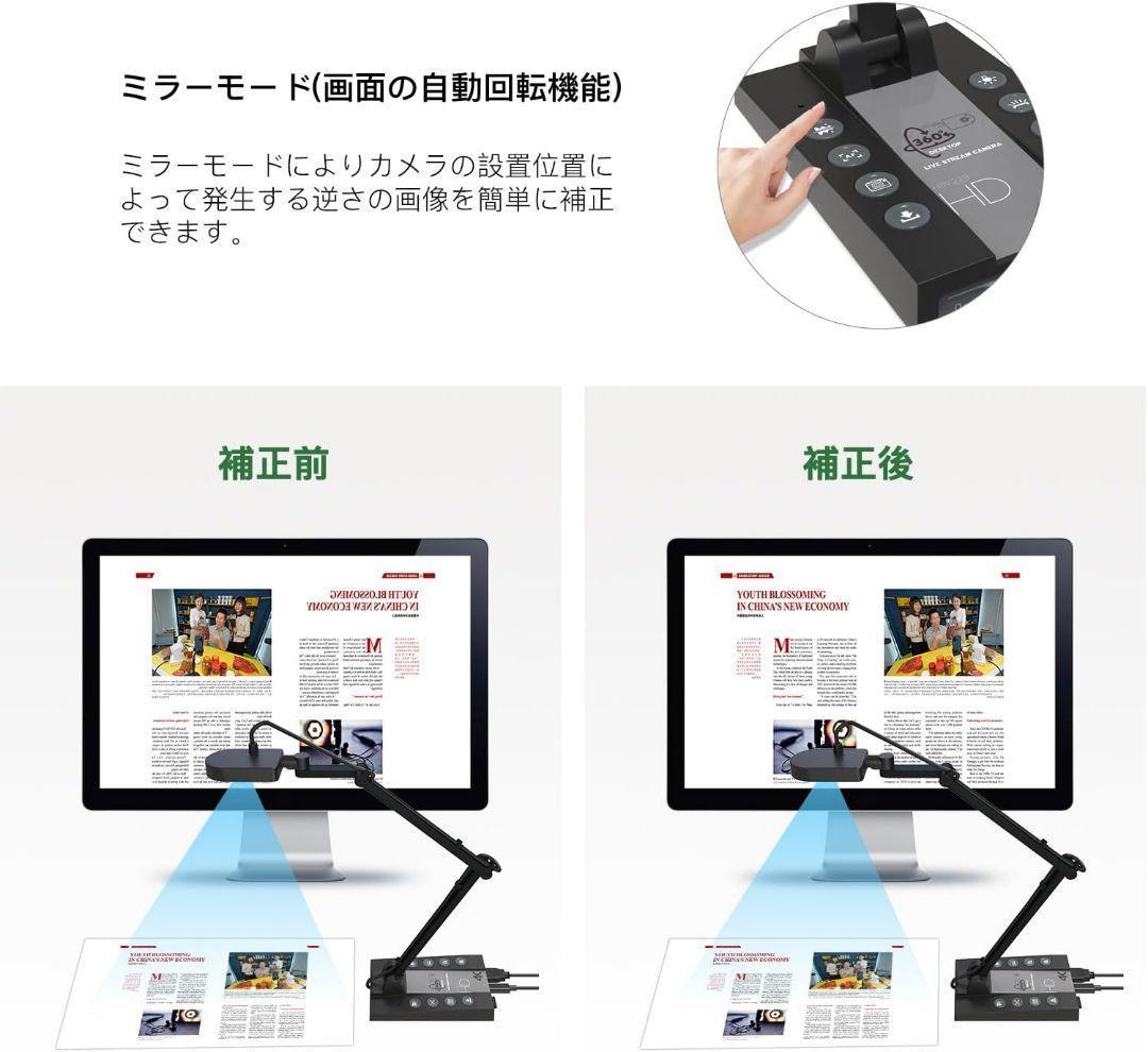 書画カメラ 4K 1500万画素 折りたたみ式 ポータブル ドキュメントカメラ
