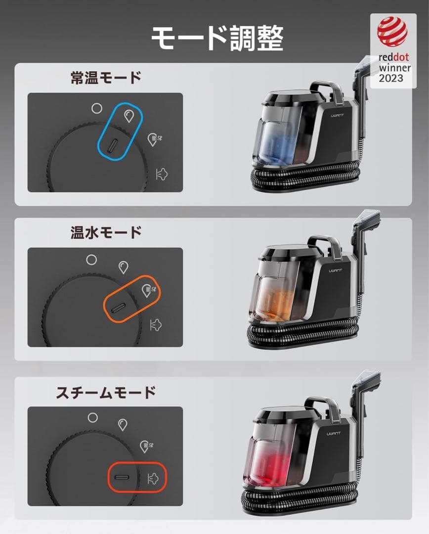 リンサークリーナー⭕️100℃蒸気噴射⭕️18000Pa超強吸引力スチームクリーナ