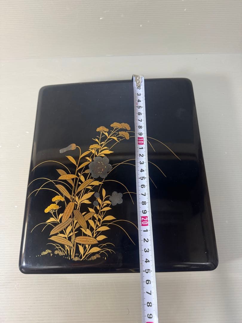 2365 草花蒔絵 硯箱 平安楊光堂作　書道具